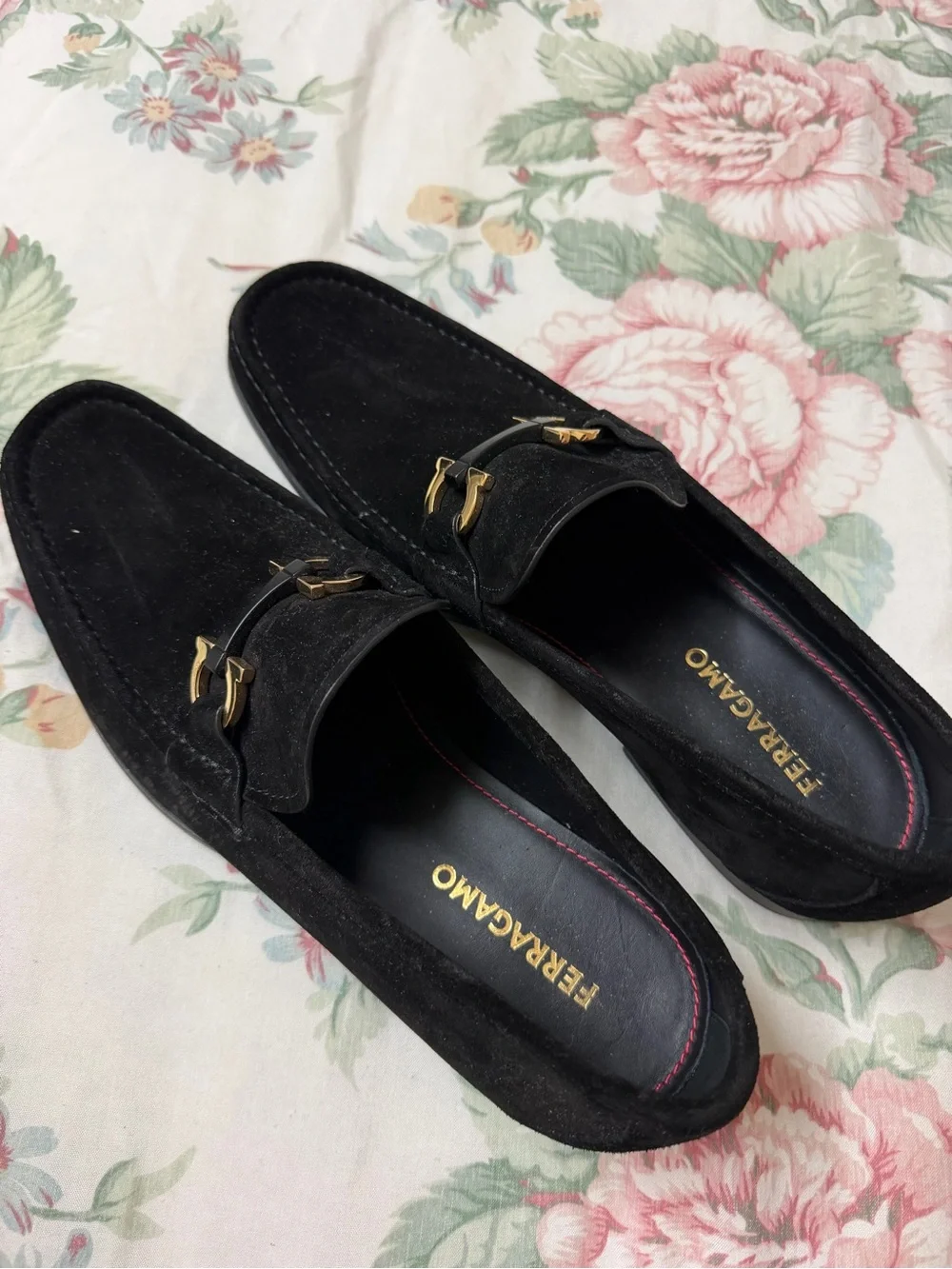 Salvatore Ferragamo Men's Black Suede Loafers Size 11